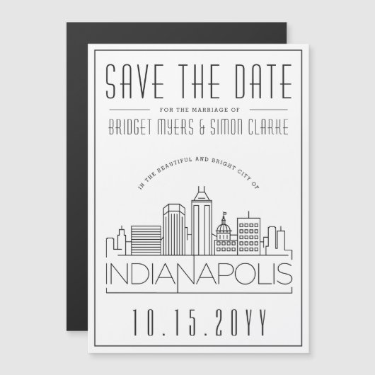 Invitation Magnétique Mariage à Indianapolis Date à sauvegarder stylisée (Devant / Derrière)