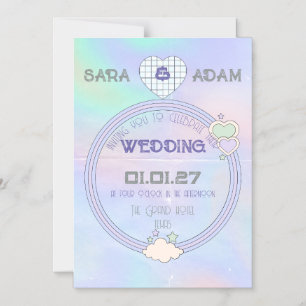 Invitation Magnétique Mariage Arc de Typographie Gras Rétro 70's Arc-en-