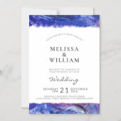 Invitation Magnétique Mariage Art Moderne Bleu (Recto)