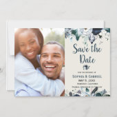 Invitation Magnétique Mariage aux fleurs blanches de la marine chic Sauv (Recto)