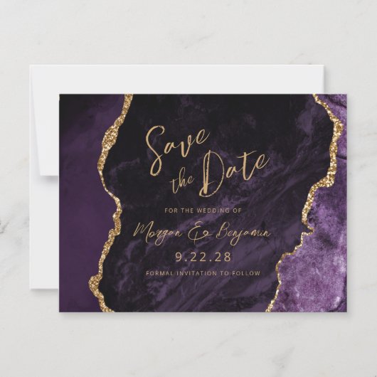 Invitation Magnétique Mariage avec âge violet Enregistrer la date (Recto)