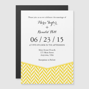 Invitation Magnétique Mariage avec Herringbone magnétique jaune blanc In