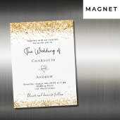 Invitation Magnétique Mariage blanc or parties scintillant script élégan