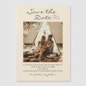 Invitation Magnétique Mariage Bohème Rustique Cœurs (Devant)
