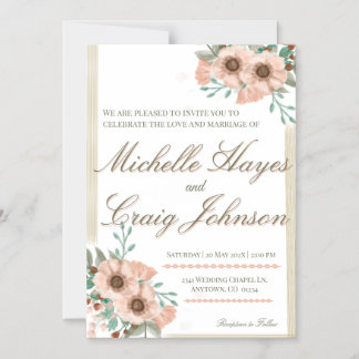 Invitation Magnétique MARIAGE BOHO Peach