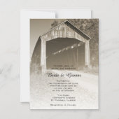 Invitation Magnétique Mariage campagnard de pont couvert rustique (Recto)