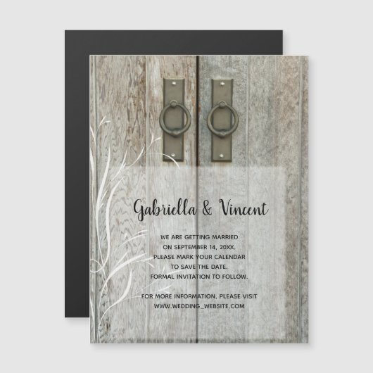 Invitation Magnétique Mariage campagnard Portes à Grange Double Enregist (Devant / Derrière)