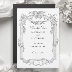 Invitation Magnétique Mariage Classique Orné de Guirlande de Roses à la