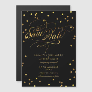 Invitation Magnétique Mariage Confetti Gold Whimsical Sauvegardez La Dat
