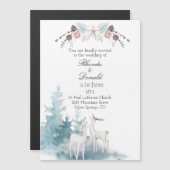 Invitation Magnétique Mariage d'aquarelle du cerf et du feuillage d'hive (Devant / Derrière)