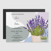 Invitation Magnétique Mariage d'aquarelle mignonne de lavande (Devant / Derrière)