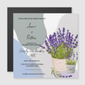 Invitation Magnétique Mariage d'aquarelle mignonne de lavande (Devant / Derrière)