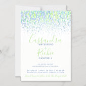 Invitation Magnétique Mariage d'art bleu vert cascade (Recto)