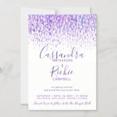 Invitation Magnétique Mariage d'art en cascade violet mauve (Recto)