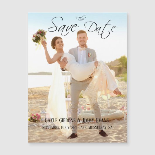 Invitation Magnétique Mariage de destination de plage tropicale (Devant)
