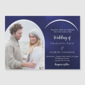 Invitation Magnétique Mariage de l'arche photo bleu marine (Devant)