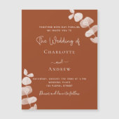 Invitation Magnétique Mariage de luxe à l'eucalyptus orange brûlé (Devant)