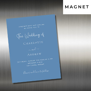 Invitation Magnétique Mariage de luxe en écriture bleu foncé