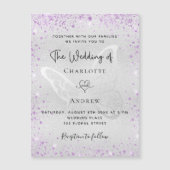Invitation Magnétique Mariage de luxe papillon violet argent (Devant)