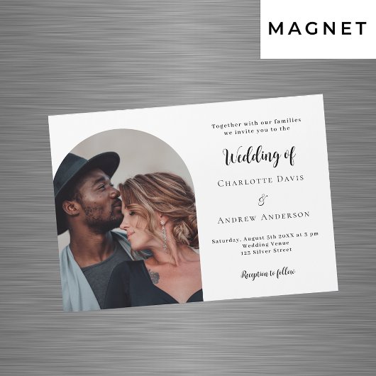 Invitation Magnétique Mariage de luxe photo moderne simple
