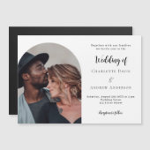 Invitation Magnétique Mariage de luxe photo moderne simple (Devant / Derrière)