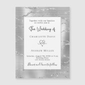 Invitation Magnétique Mariage de luxe Silver blanc moderne et élégant (Devant)
