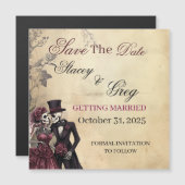 Invitation Magnétique Mariage de squelette gothique rustique (Devant / Derrière)