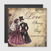 Invitation Magnétique Mariage de squelette gothique rustique d'Halloween (Devant / Derrière)