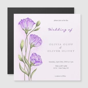 Invitation Magnétique Mariage d'Eustomas pourpre