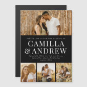 Invitation Magnétique Mariage élégant 4 Photo moderne (Devant / Derrière)