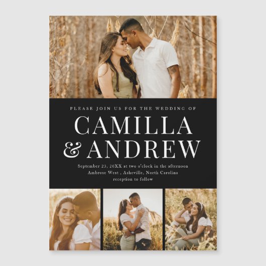 Invitation Magnétique Mariage élégant 4 Photo moderne (Devant)