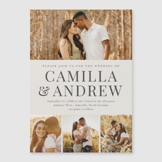 Invitation Magnétique Mariage élégant 4 Photo moderne (Devant)