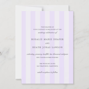 Invitation Magnétique Mariage élégant aux rayures violettes modernes