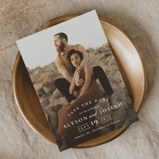 Invitation Magnétique Mariage Élégant Classique Photo Enregistrer la Dat