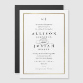 Invitation Magnétique Mariage Élégant Monogramme Or (Devant / Derrière)