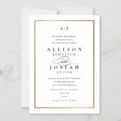 Invitation Magnétique Mariage Élégant Monogramme Or (Recto)