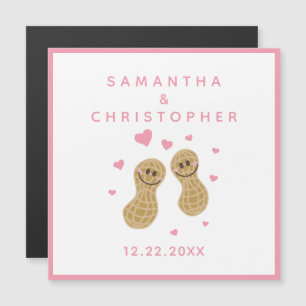 Invitation Magnétique Mariage Élégant Noix Roses Enamorées l'une de l'au