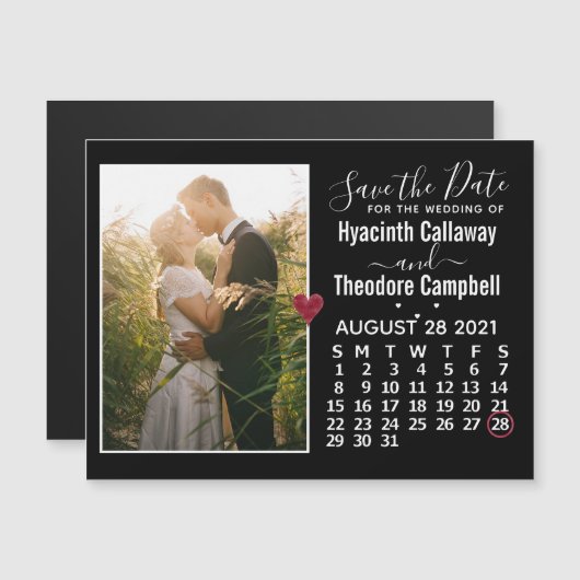 Invitation Magnétique Mariage Enregistrer la date août 2021 Calendrier p (Devant / Derrière)