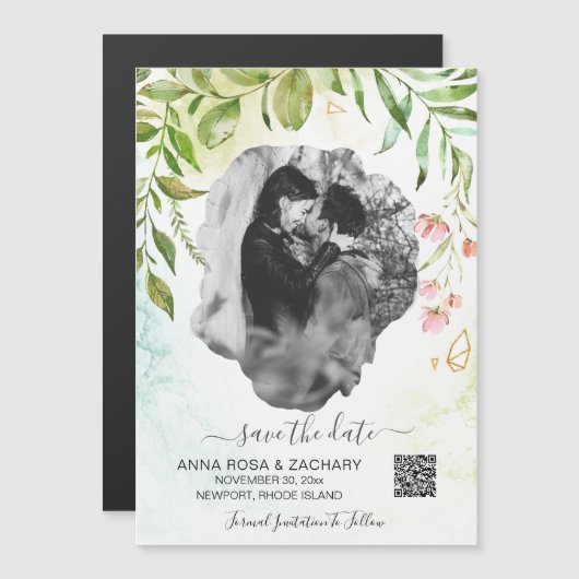 Invitation Magnétique *~* MARIAGE ENREGISTRER LA DATE Code QR - Site Web (Devant / Derrière)
