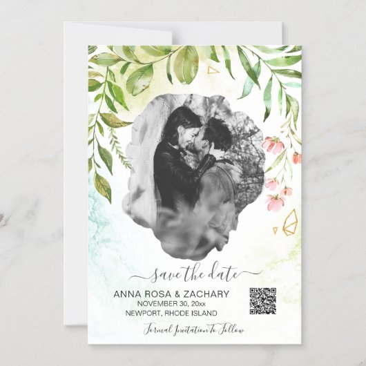 Invitation Magnétique *~* MARIAGE ENREGISTRER LA DATE Code QR - Site Web (Recto)