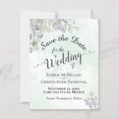 Invitation Magnétique Mariage Enregistrer la date Eucalyptus & Lavender (Recto)