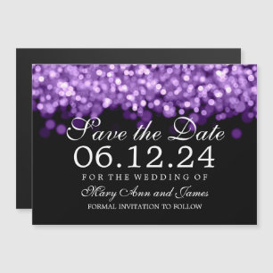 Invitation Magnétique Mariage Enregistrer La Date Lumières Violet