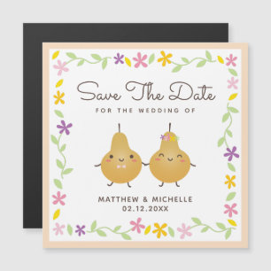 Invitation Magnétique Mariage Enregistrer la date mignonne Cartoon Marié