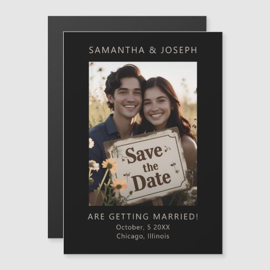 Invitation Magnétique Mariage Enregistrer la date Photo personnalisée en (Devant / Derrière)