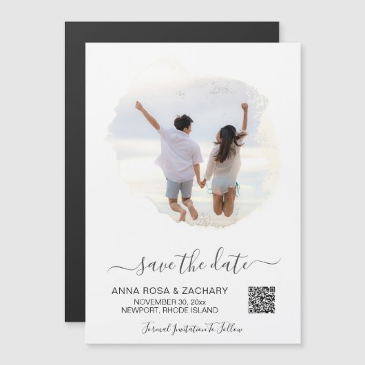 Invitation Magnétique *~* MARIAGE ENREGISTRER LA DATE - QR code Website  (Devant / Derrière)