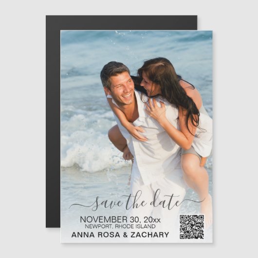 Invitation Magnétique *~* MARIAGE ENREGISTRER LA DATE - QR Website AR6 (Devant / Derrière)