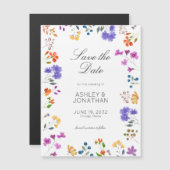 Invitation Magnétique Mariage fleur sauvage Enregistrer l'aimant Date (Devant / Derrière)