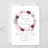 Invitation Magnétique Mariage Fleuris Velours Profond (Recto)