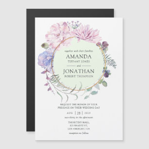 Invitation Magnétique Mariage floral Pastel Peonies géométriques