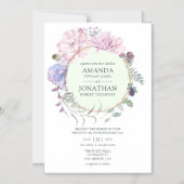 Invitation Magnétique Mariage floral Pastel Peonies géométriques (Recto)